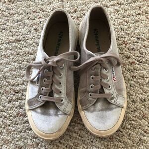 Superga 2750 Gray Crushed Velvet Sneakers
